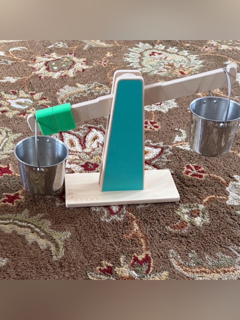 Lovevery Wooden Balance Toy with Teal Panel